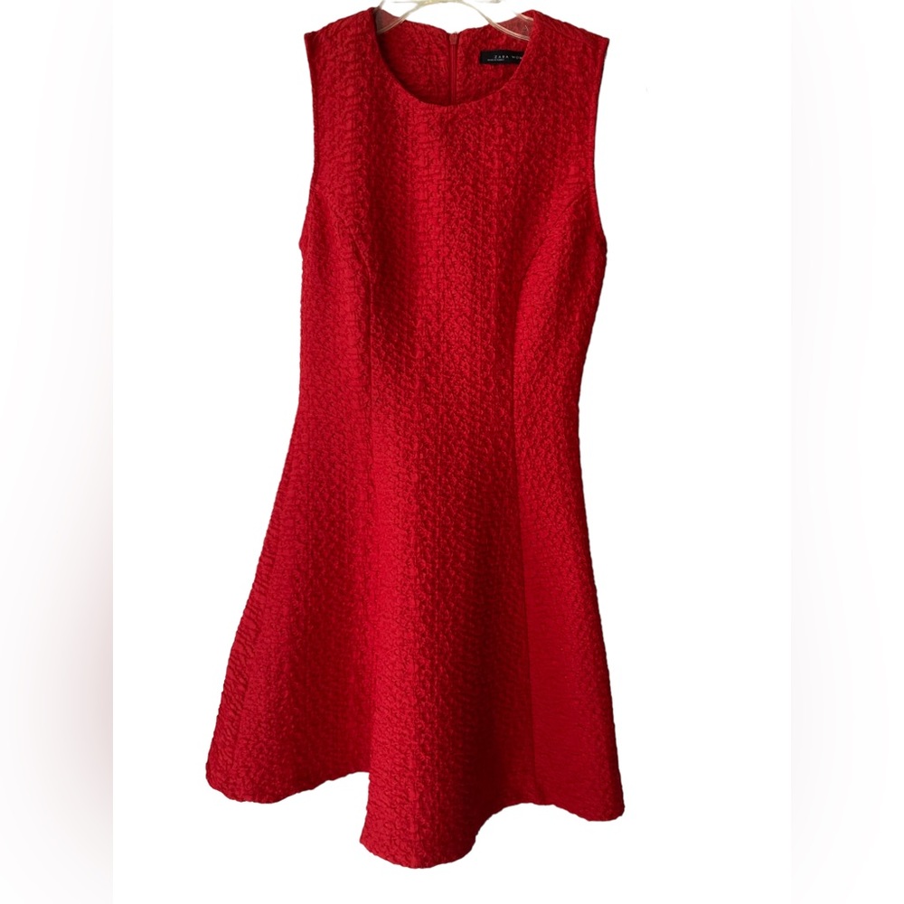 Zara Red A line Sleeveless Dress